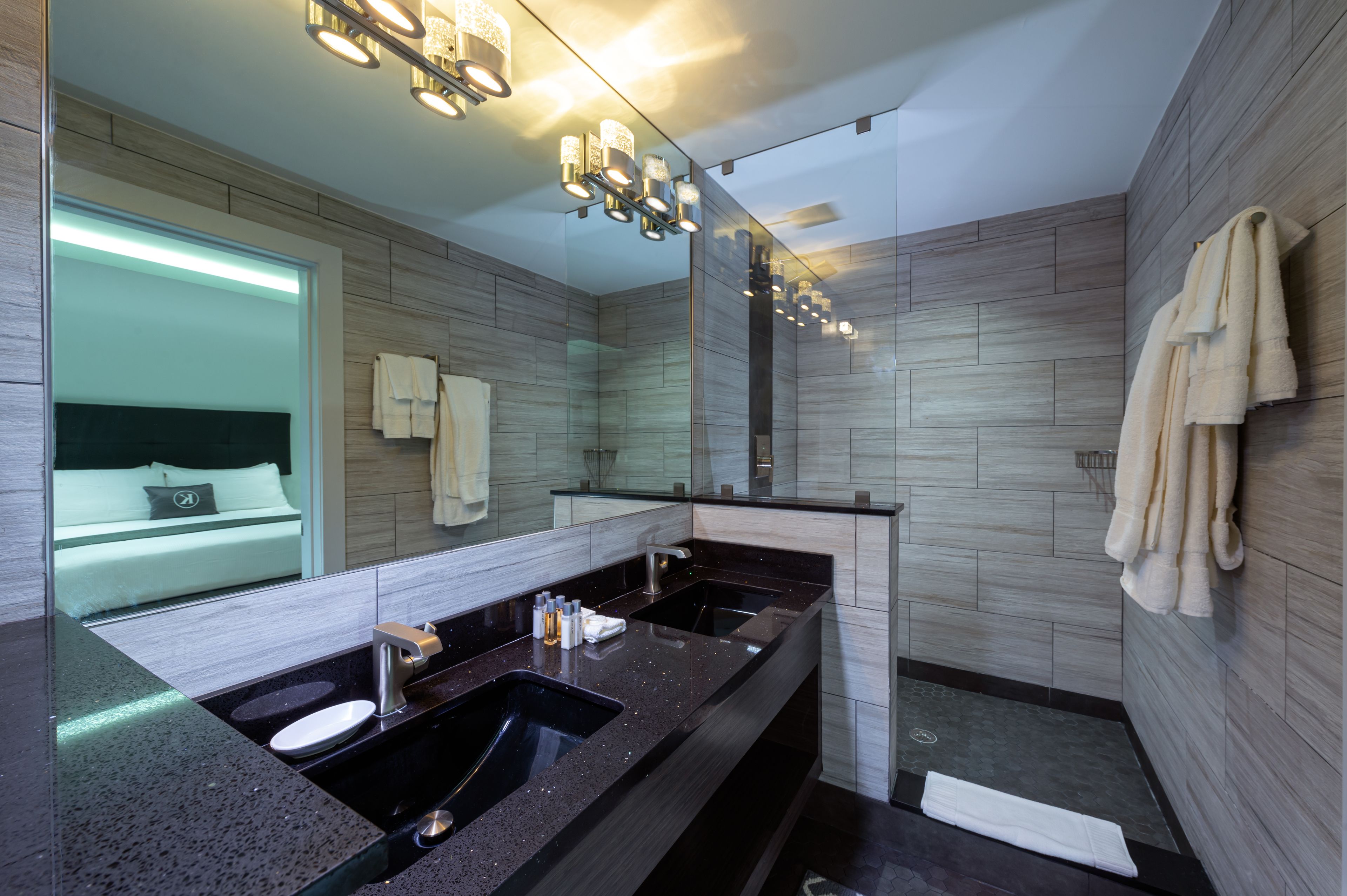 premier king | bathroom | shower, rainfall showerhead, designer toiletries, hair dryer