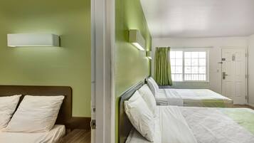 Laptop workspace, free WiFi, bed sheets