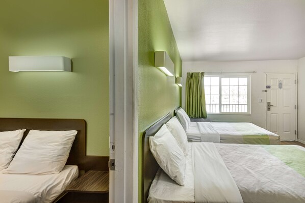 Laptop workspace, free WiFi, bed sheets