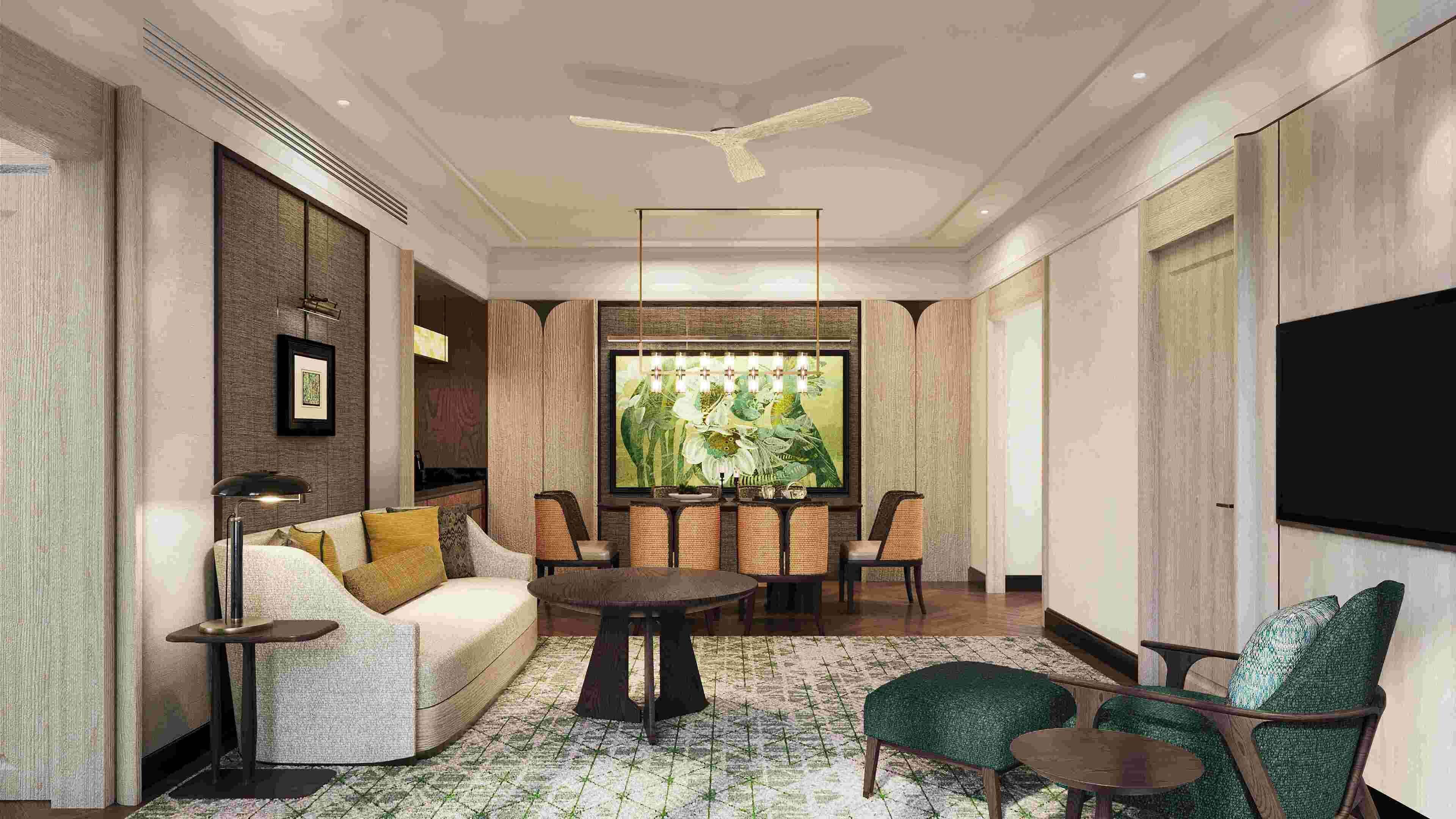 garden pool villa | living area | 42-inch lcd tv with satellite channels, tv, dvd player