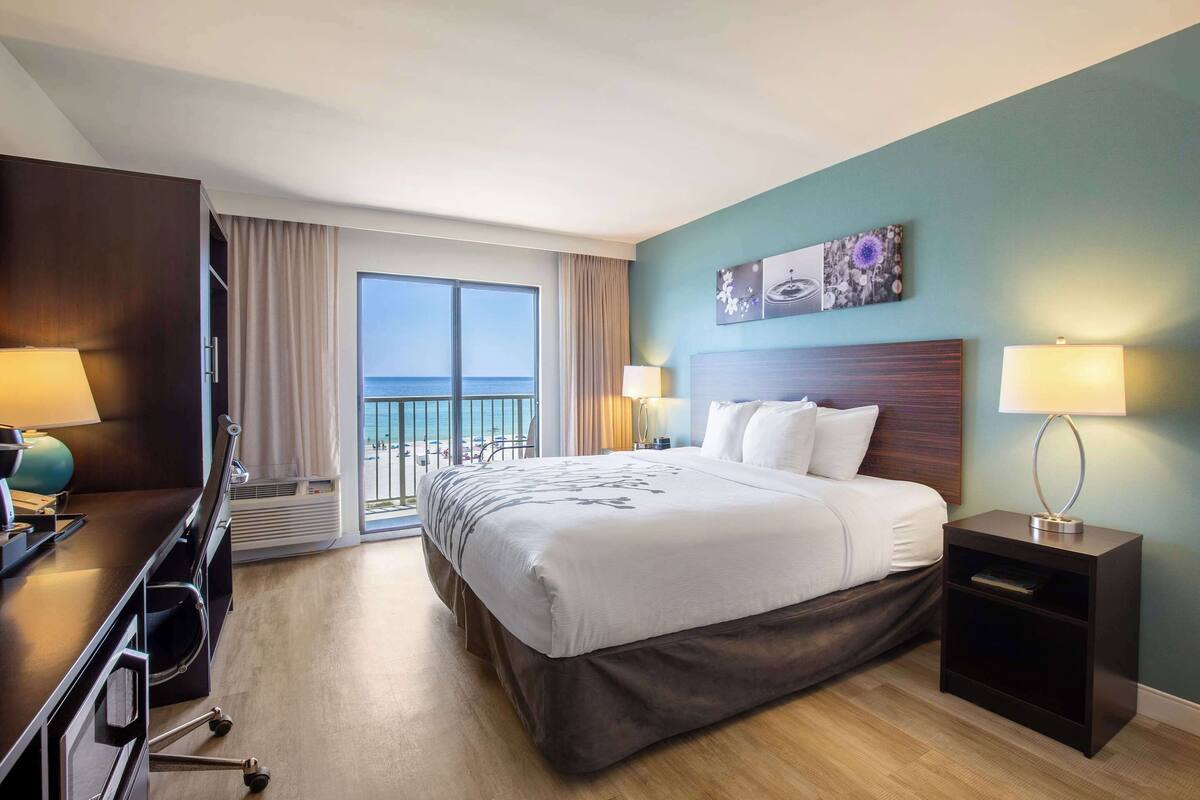 Premium bedding, desk, blackout curtains, iron/ironing board