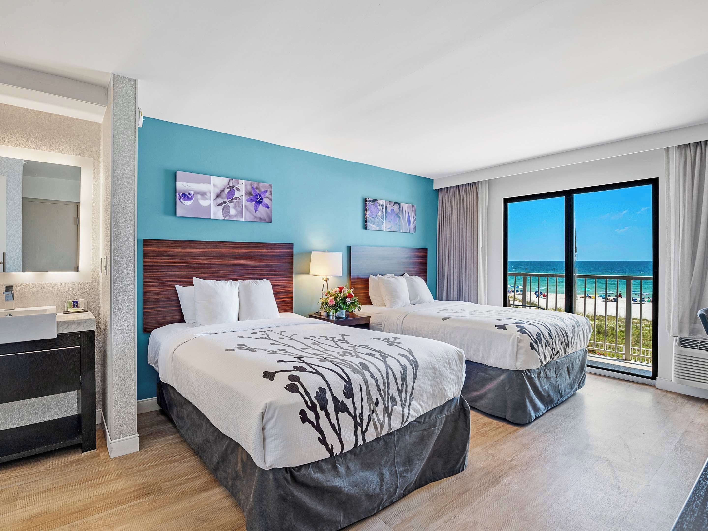 Room, 2 Double Beds (Gulf View) | Premium bedding, desk, blackout drapes, iron/ironing board