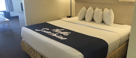 Desk, free WiFi, bed sheets