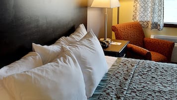 Premium bedding, desk, blackout curtains, iron/ironing board