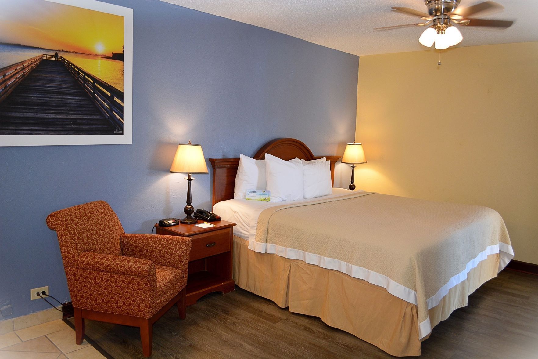 Premium bedding, desk, blackout curtains, iron/ironing board