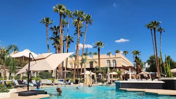 Outdoor pool, sun loungers