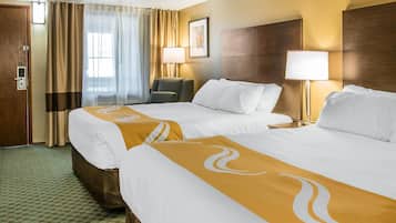 Standard Room, 2 Queen Beds, Non Smoking | In-room safe, desk, iron/ironing board, free cribs/infant beds