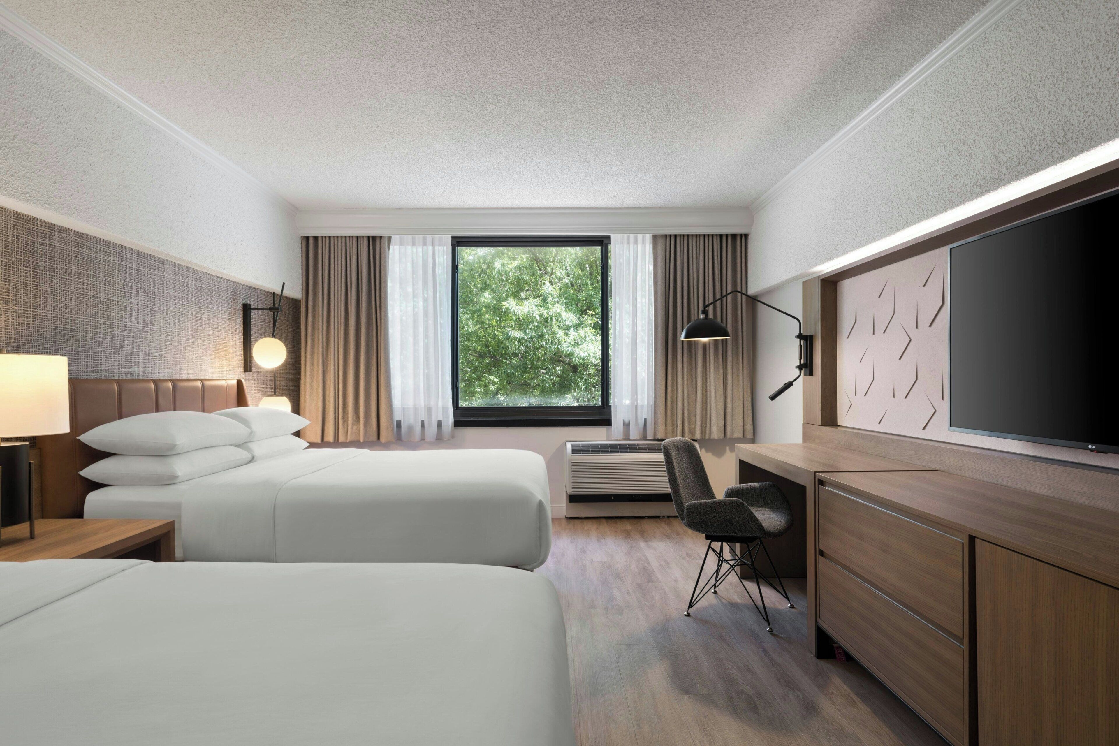 Room, 2 Double Beds | Premium bedding, desk, laptop workspace, iron/ironing board