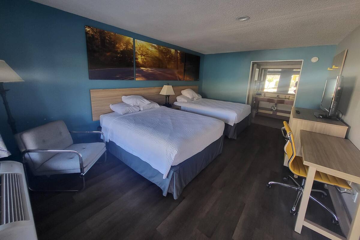 Standard Room, 2 Queen Beds, Non Smoking | In-room safe, desk, blackout curtains, iron/ironing board (on request)