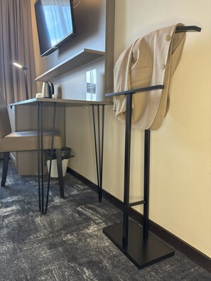 Minibar, desk, laptop workspace, soundproofing