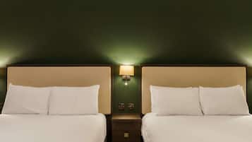 1 bedroom, desk, blackout curtains, iron/ironing board