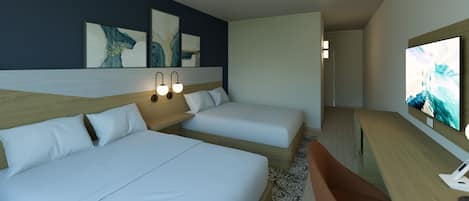 Room, 2 Double Beds, Non Smoking | Premium bedding, in-room safe, desk, laptop workspace