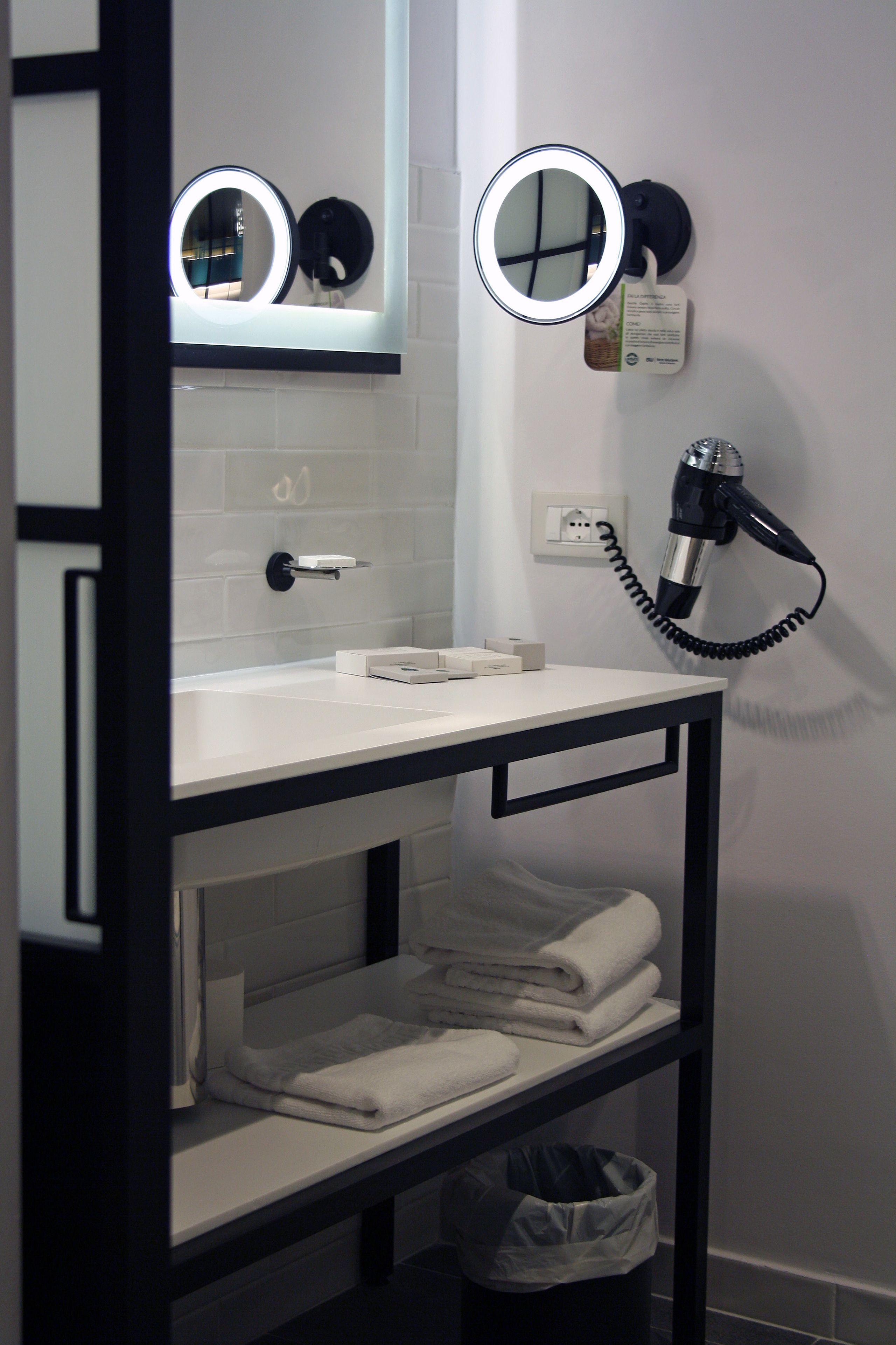 eco-friendly toiletries, hair dryer, bidet, towels