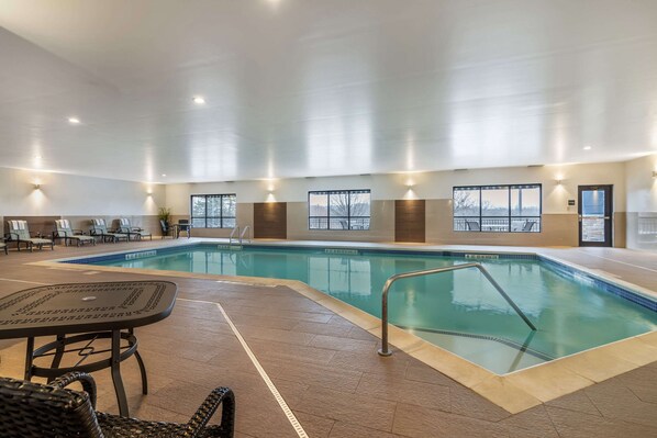 Indoor pool, open 9:00 AM to 11:00 PM, sun loungers