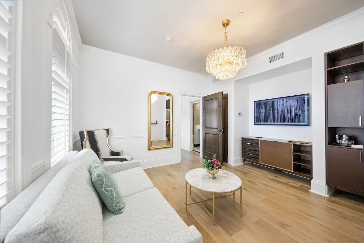 高級套房, 1 張特大雙人床, 露台, 城市景觀 (Luxury Suite) | 起居區 | 平面電視