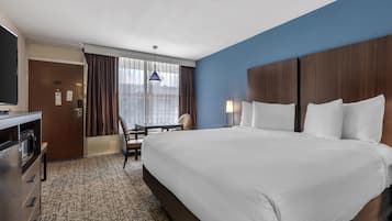 Premium bedding, down comforters, pillowtop beds, in-room safe