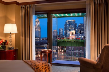 Hotel room view looking out at The Bostonian Boston