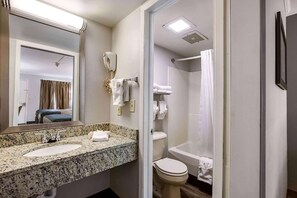 Room, 2 Queen Beds, Non Smoking | Bathroom | Combined shower/tub, free toiletries, towels