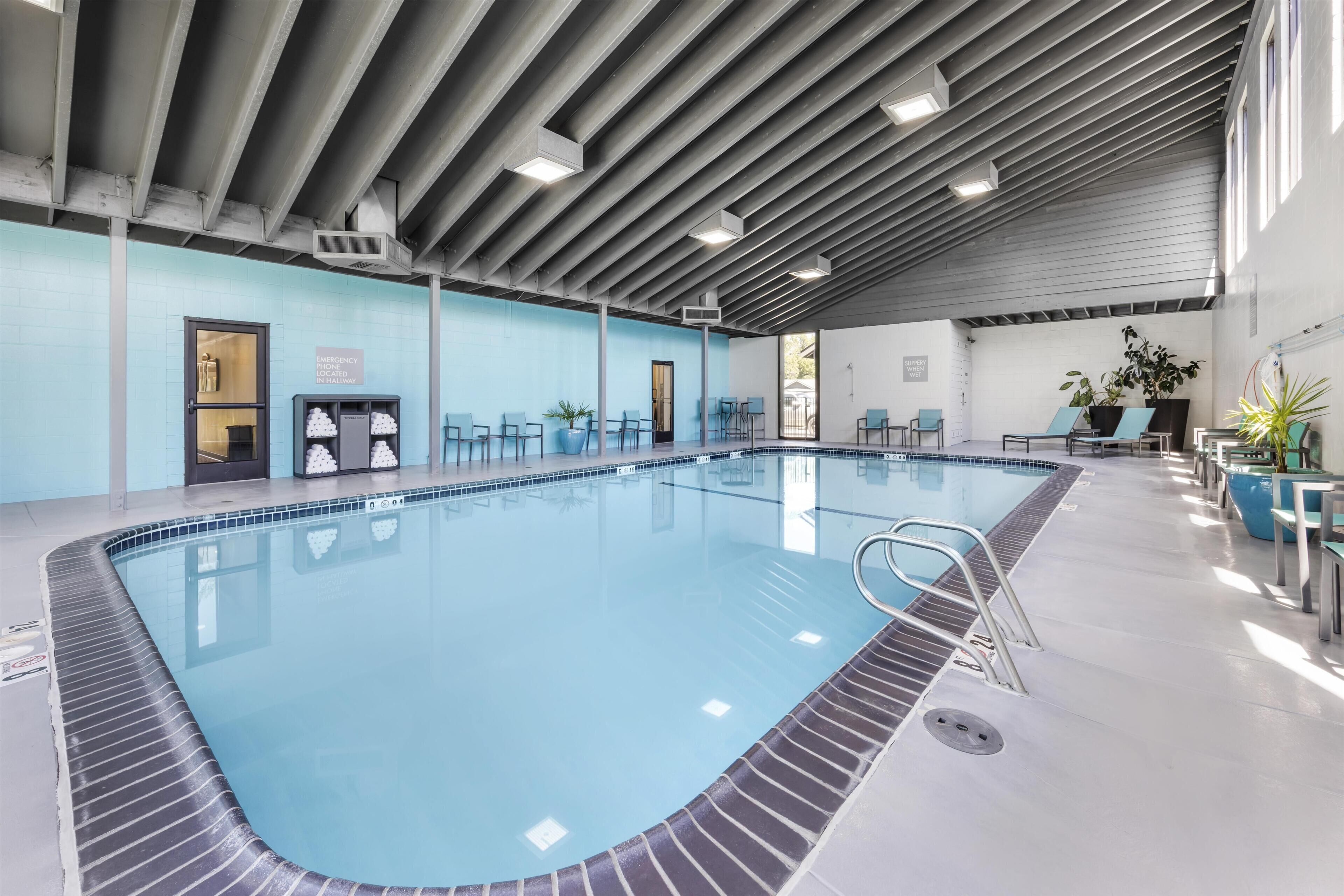 Indoor pool, open 9 AM to midnight, sun loungers