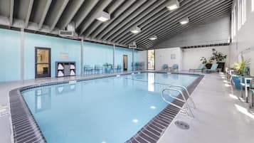 Indoor pool, open 9 AM to midnight, sun loungers