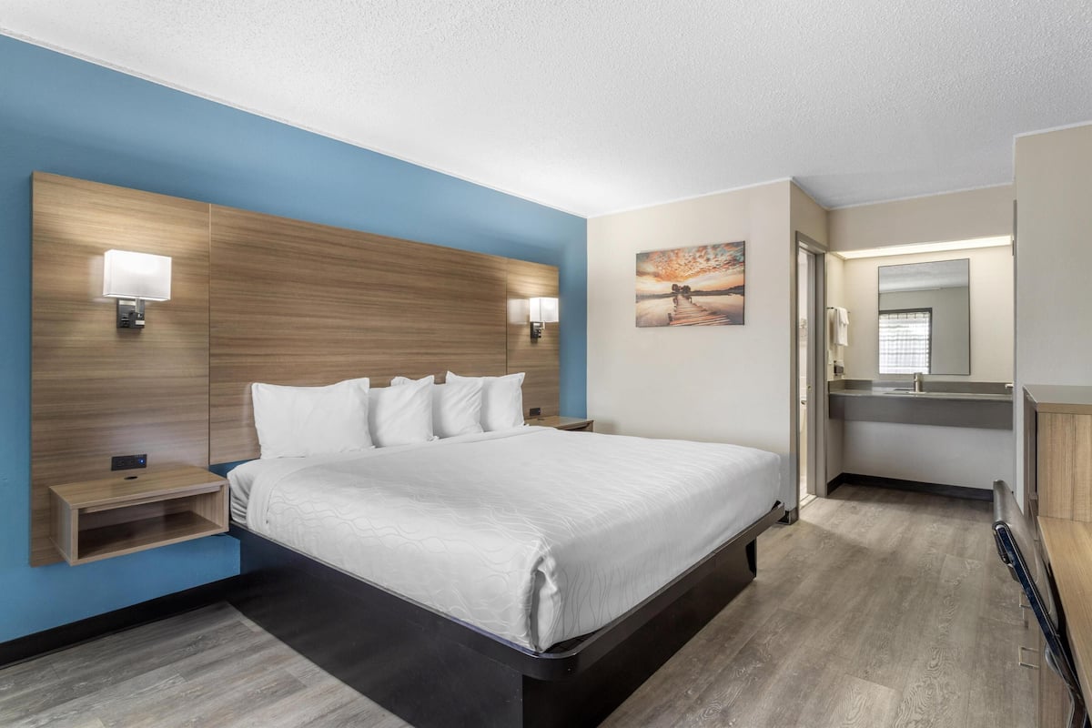 Standard Room, 1 King Bed, Non Smoking, Refrigerator & Microwave | Desk, laptop workspace, blackout drapes, iron/ironing board