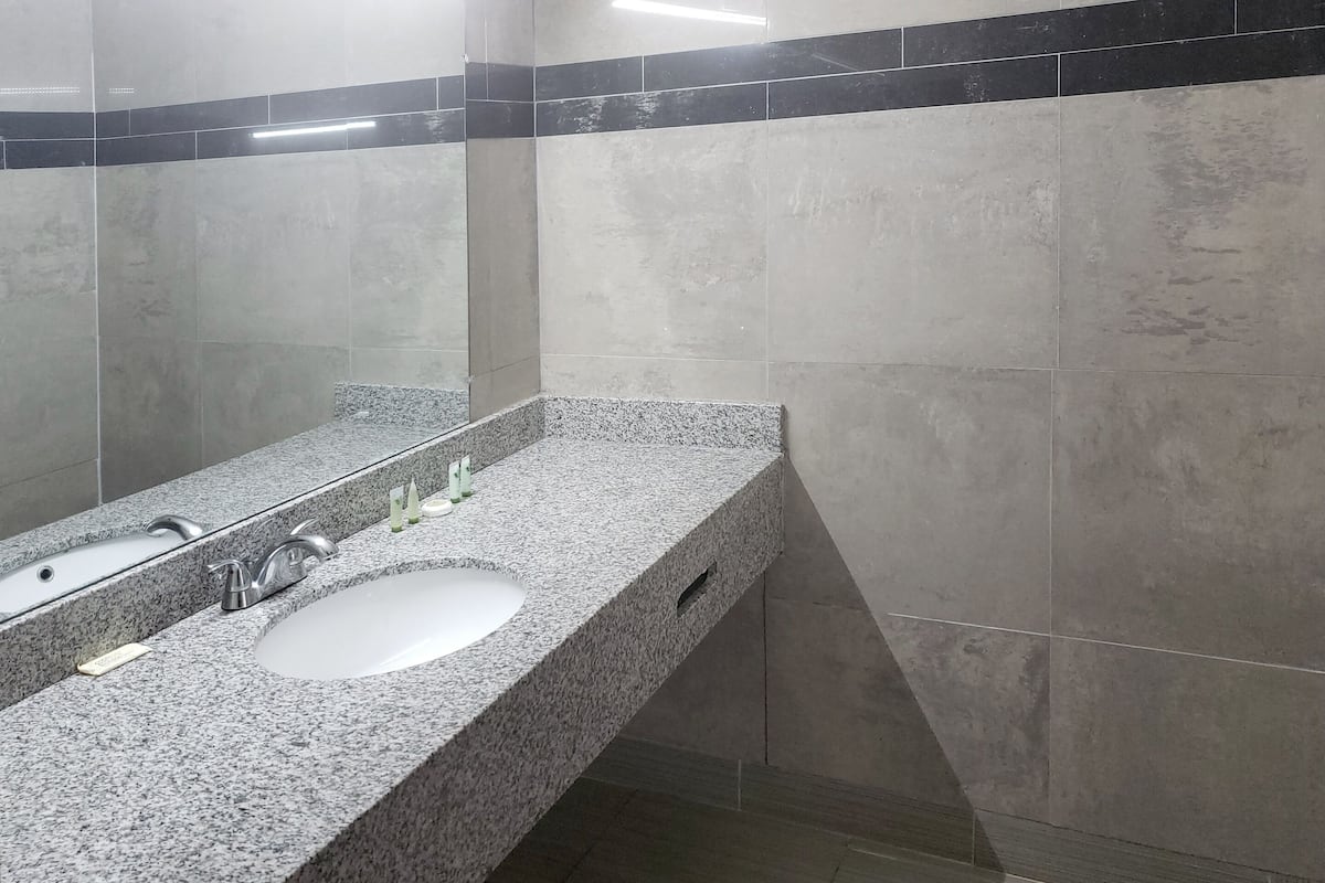 free toiletries, hair dryer, towels