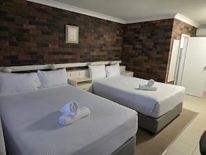 Standard Room, 2 Double Beds, Non Smoking | Pillowtop beds, desk, blackout drapes, iron/ironing board