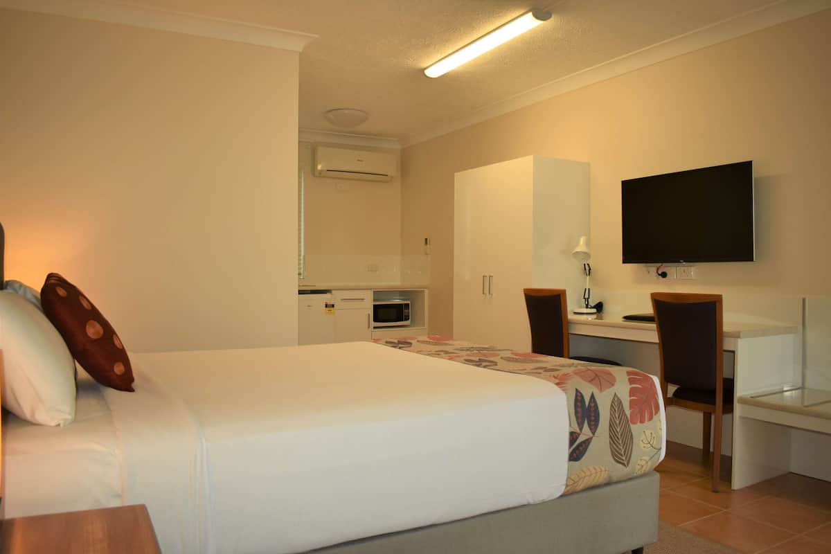 Pillow-top beds, desk, blackout curtains, iron/ironing board
