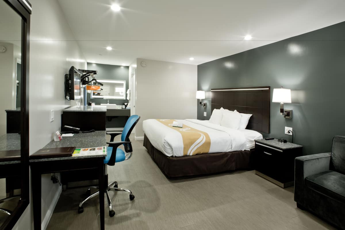 Premium bedding, memory foam beds, desk, iron/ironing board