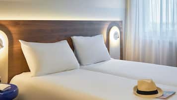 Premium bedding, pillow-top beds, desk, soundproofing