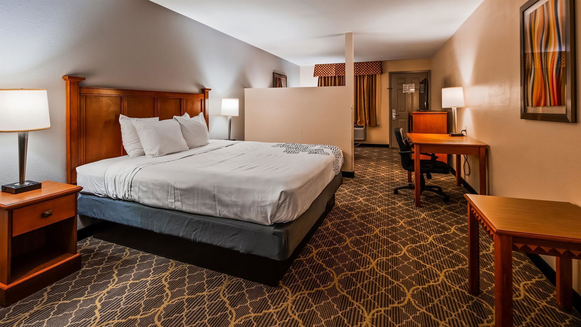 Pillowtop beds, desk, laptop workspace, iron/ironing board