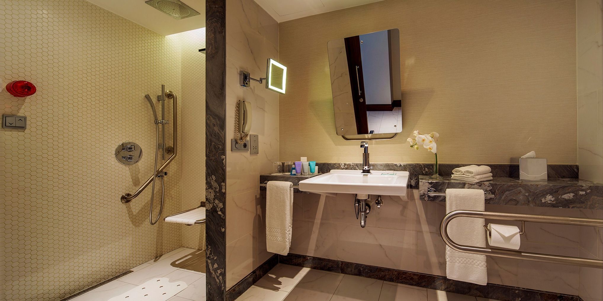 Bathroom | Hair dryer, bathrobes, towels, soap