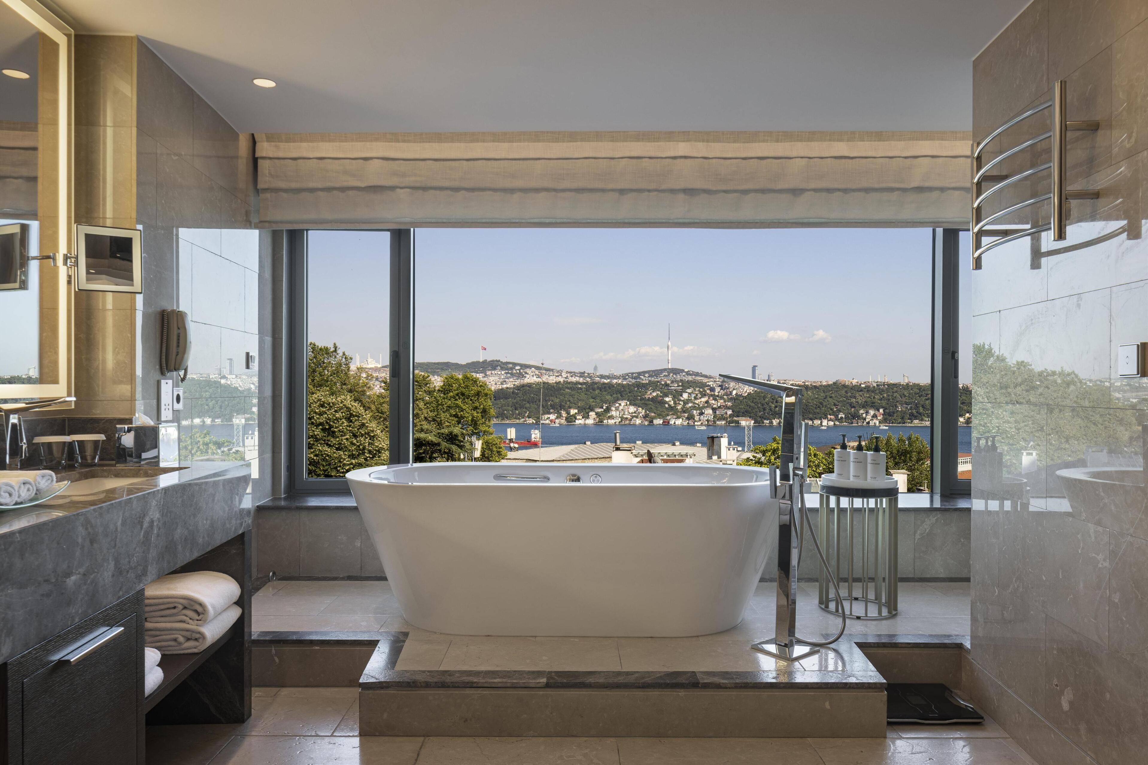 suite, 1 king bed (ambassador) | bathroom | hair dryer, bathrobes, towels, soap