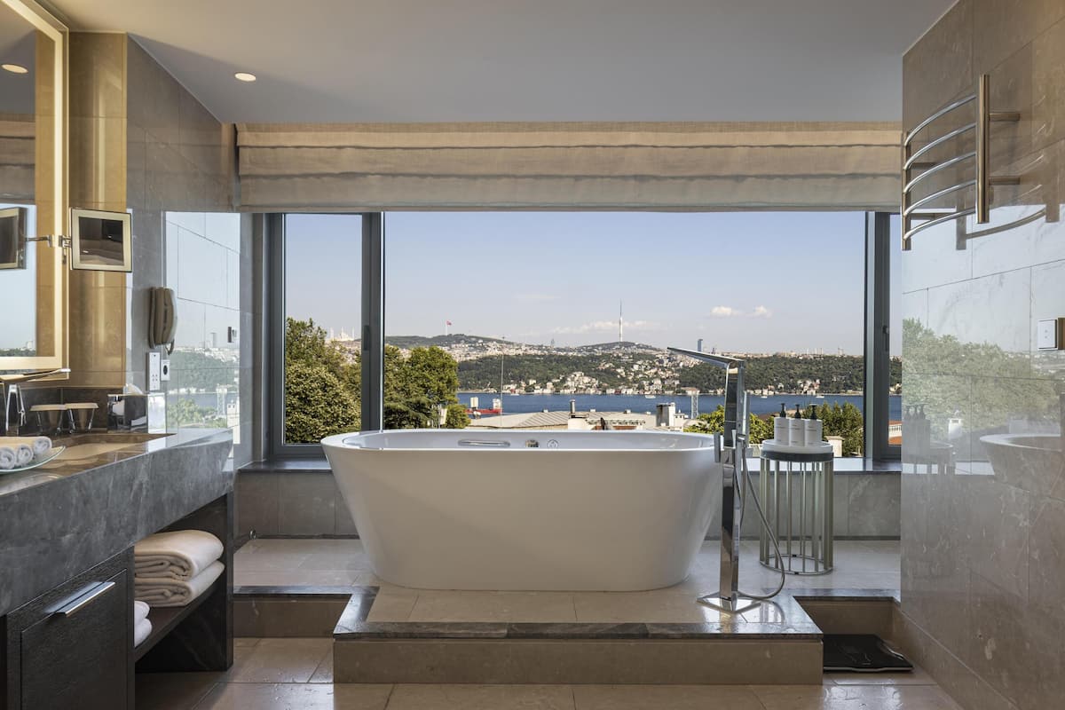 suite, 1 king bed (ambassador) | bathroom | hair dryer, bathrobes, towels, soap