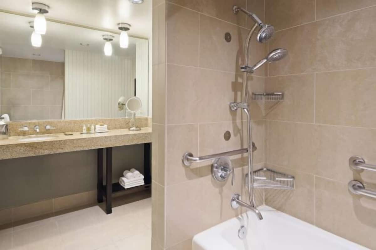 Baño | Tina con regadera, amenidades de baño gratuitas, secadora de cabello