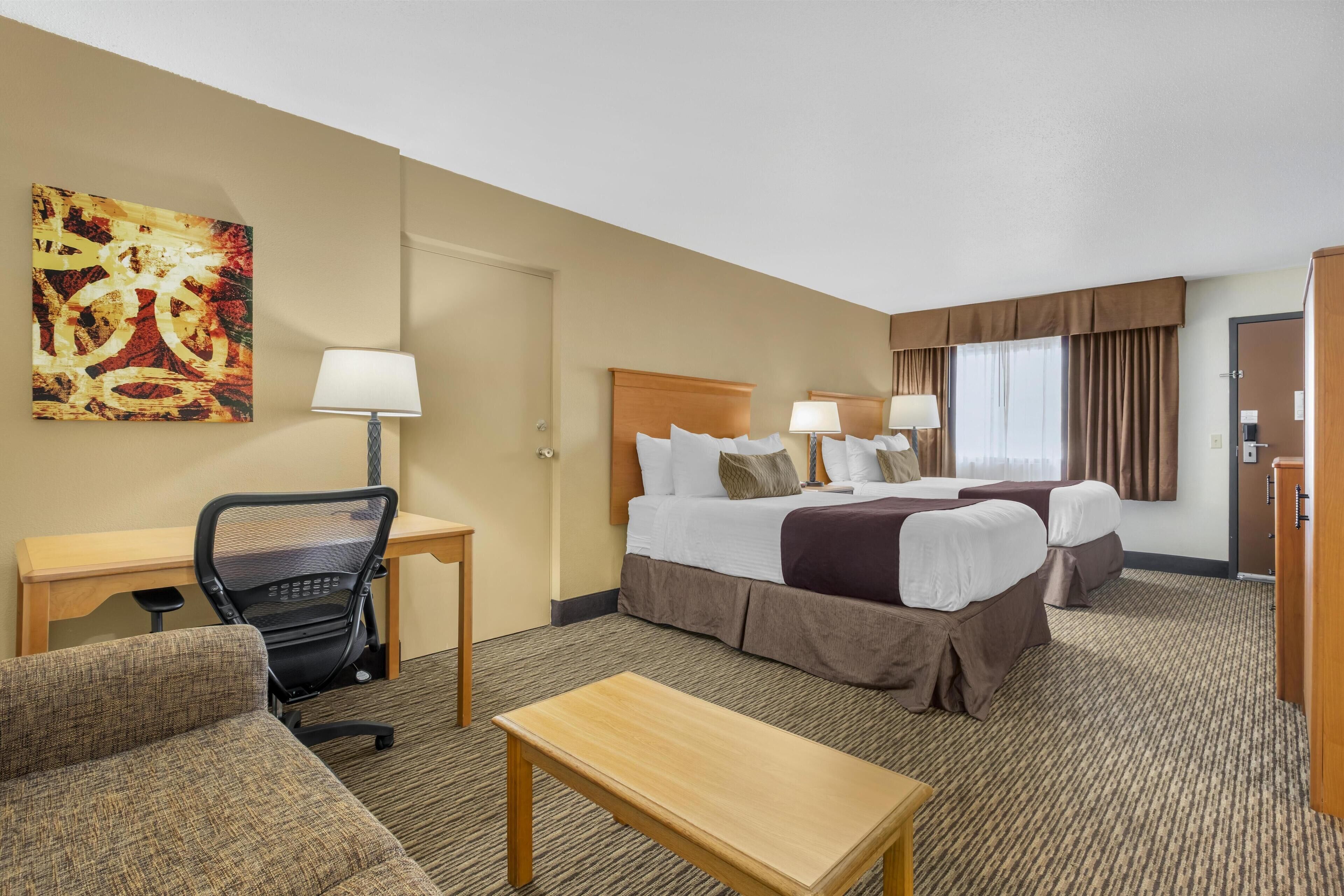 Standard Room, 2 Double Beds, Non Smoking, Kitchenette | Desk, iron/ironing board, rollaway beds, bed sheets