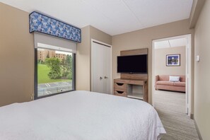 套房, 1 张大床和 1 张沙发床 | 高档床上用品、客房内保险箱、办公桌、熨斗/熨衣板