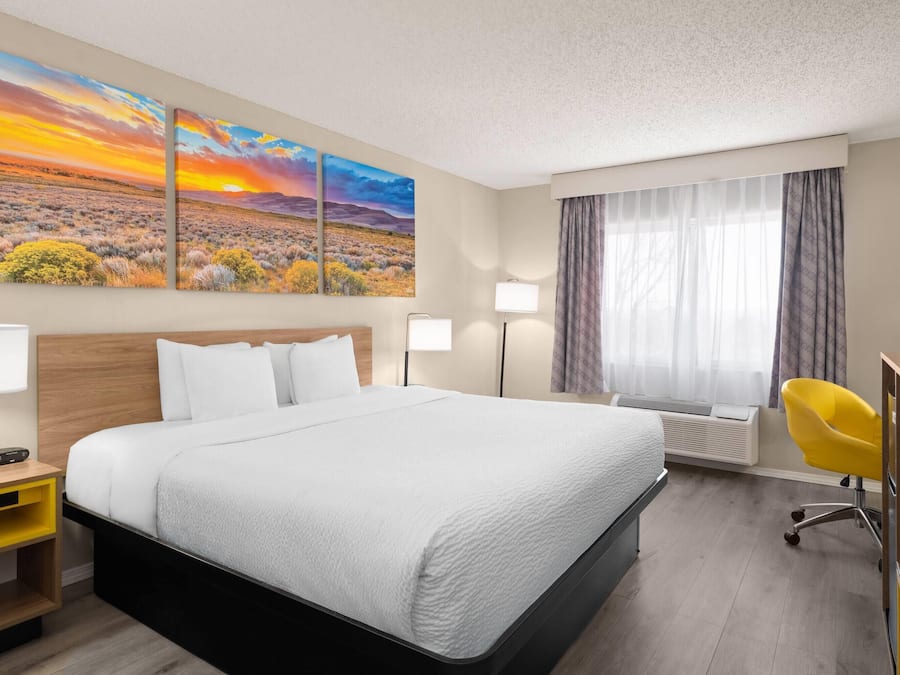 Room, 1 King Bed, Non Smoking | Desk, laptop workspace, blackout curtains, iron/ironing board