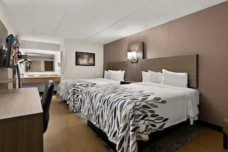 Standard Single Room, 2 Double Beds (Smoke Free) | Desk, blackout drapes, travel crib, free WiFi