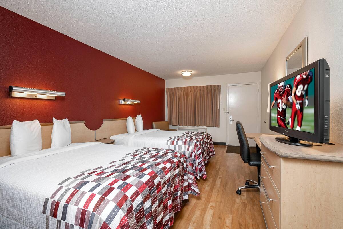 Desk, blackout drapes, travel crib, WiFi (free)