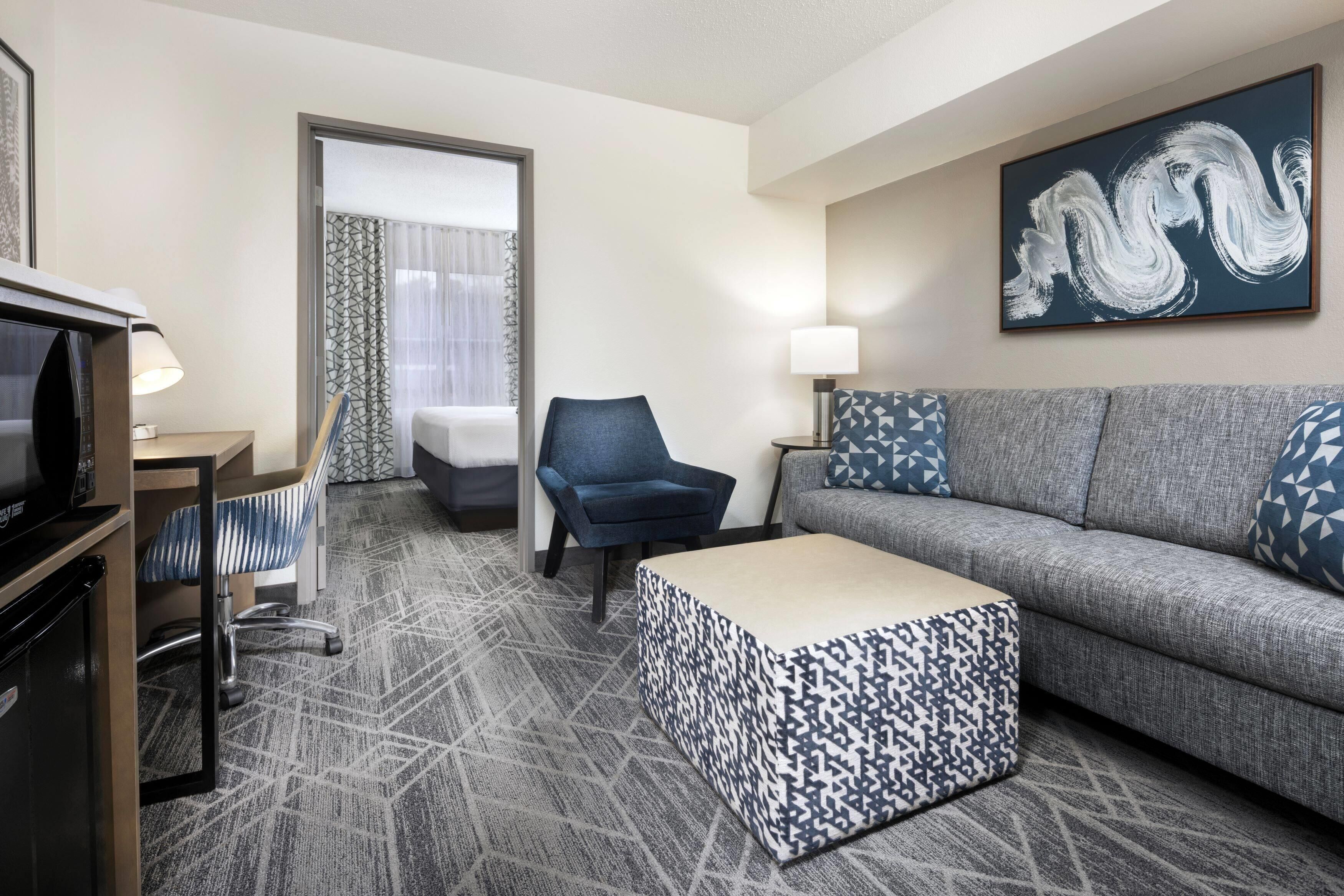 Premium bedding, desk, blackout curtains, iron/ironing board