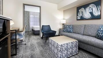 Premium bedding, desk, blackout curtains, iron/ironing board