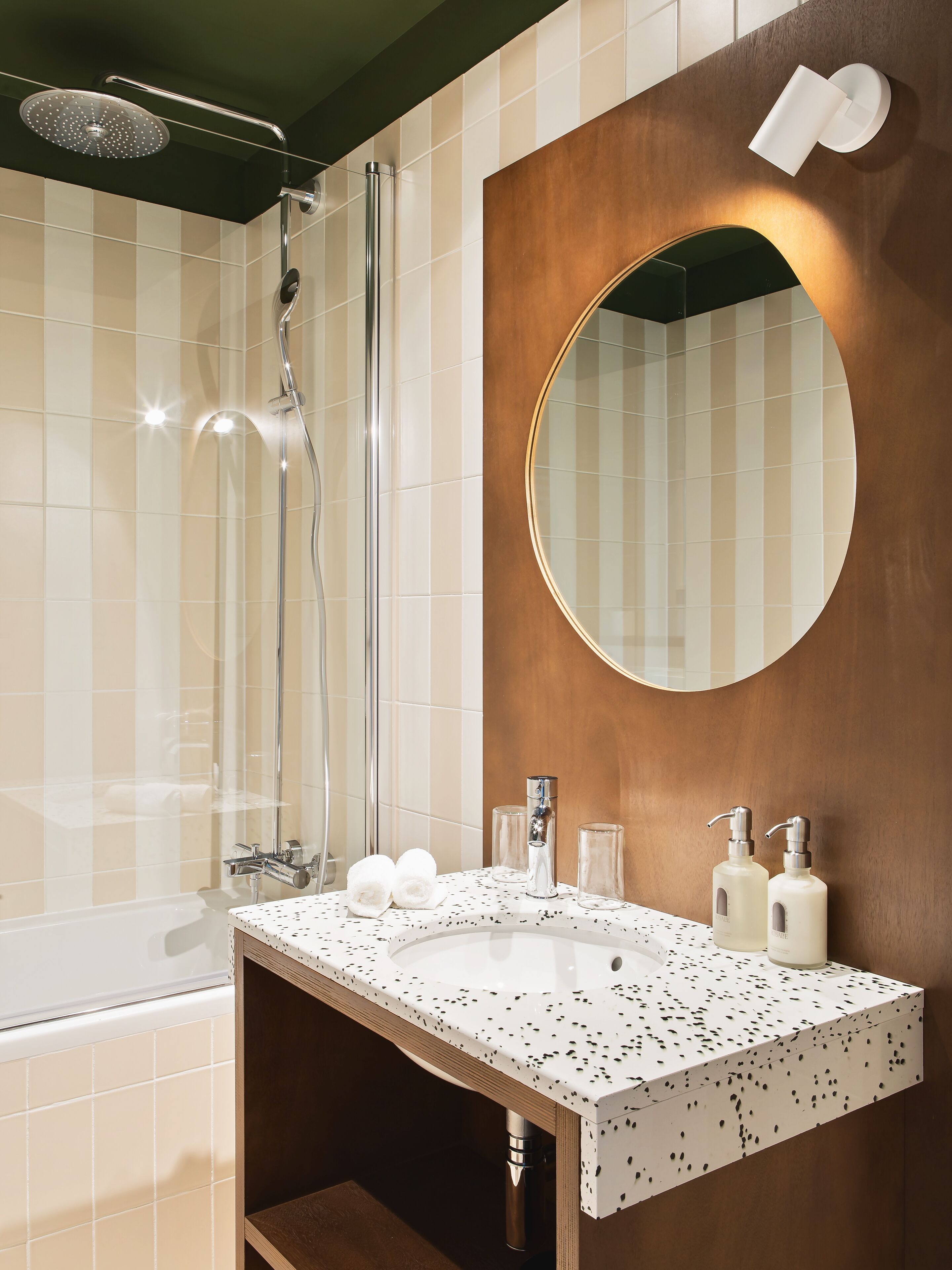 eco-friendly toiletries, hair dryer, towels, soap