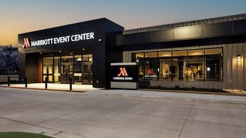 A Marriott Event Center with a prominent entrance and a sign for the Cardinal Room.