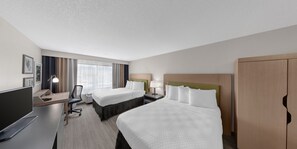 Premium bedding, down comforters, pillowtop beds, desk