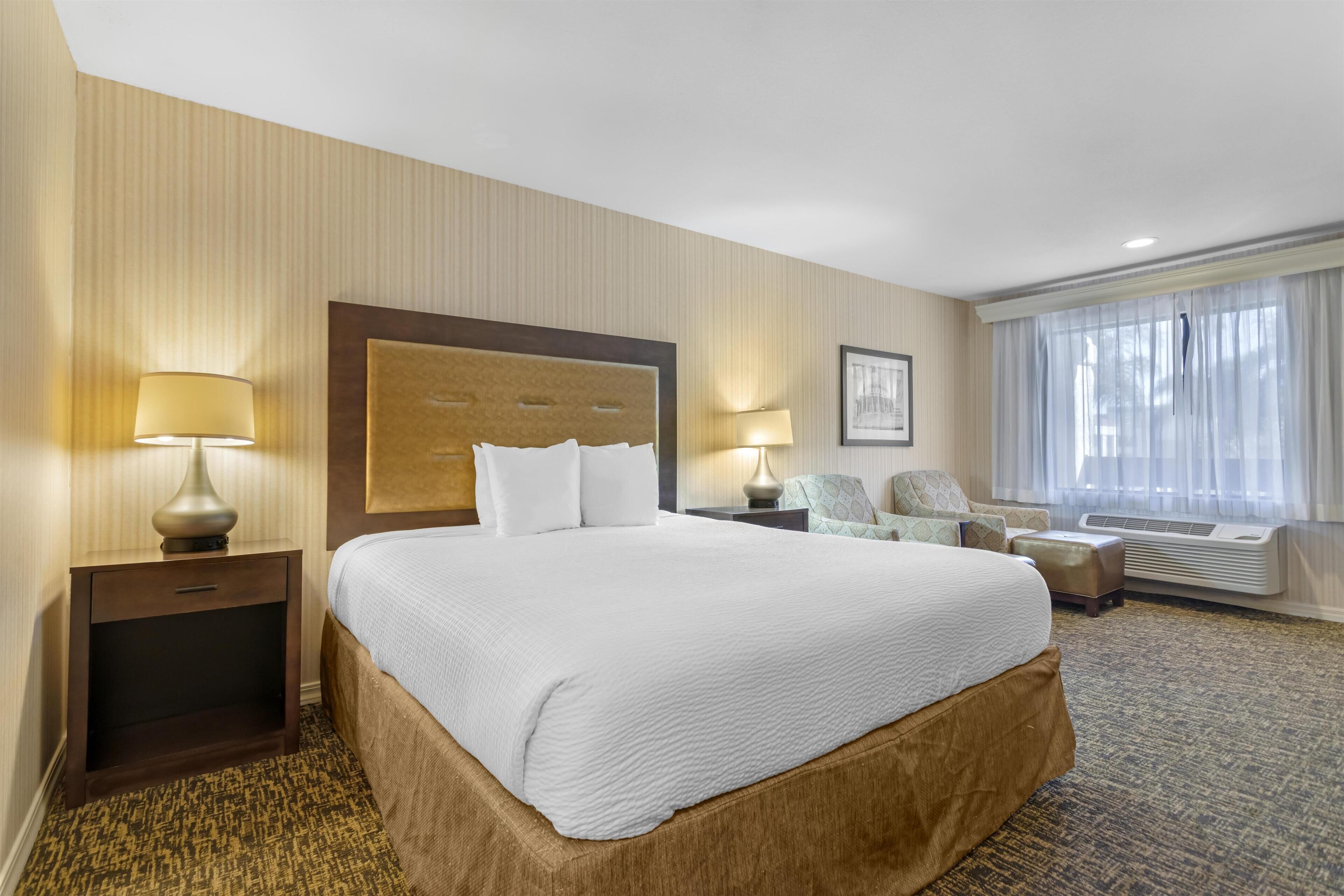 标准房, 1 张特大床, 无烟房, 冰箱和微波炉 |  高档床上用品、办公桌、笔记本电脑工作区、遮光窗帘