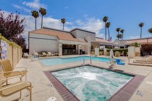 Outdoor pool, sun loungers