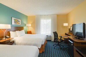A hotel room with two beds, a desk with a television, a chair, and a desk lamp. - Best Western Allentown Bethlehem Lehigh Valley Inn & Suites (Bethlehem)