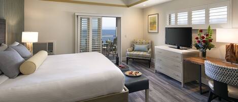 Oceanfront King | Premium bedding, in-room safe, desk, iron/ironing board