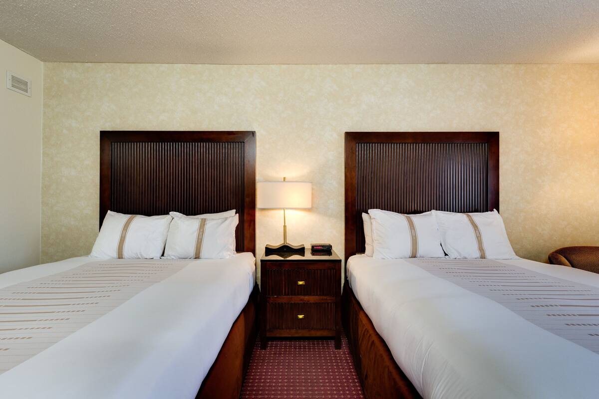 premium bedding, down duvets, desk, laptop workspace